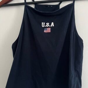 USA Flag Women's Navy Tank Top Halter
